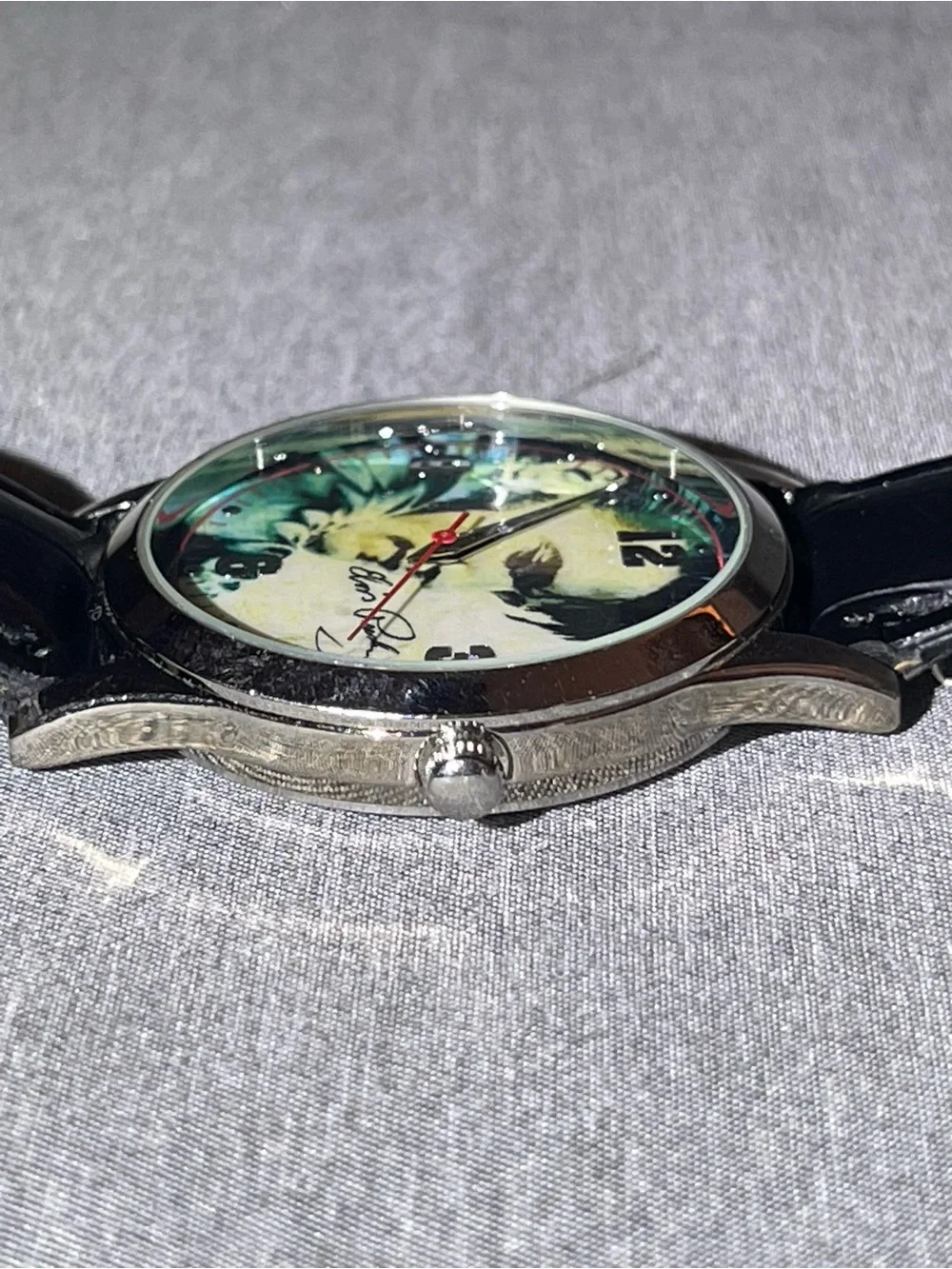 Elvis Presley 30th Anniversary Watch, Black Faux Leather Needs Battery Dated